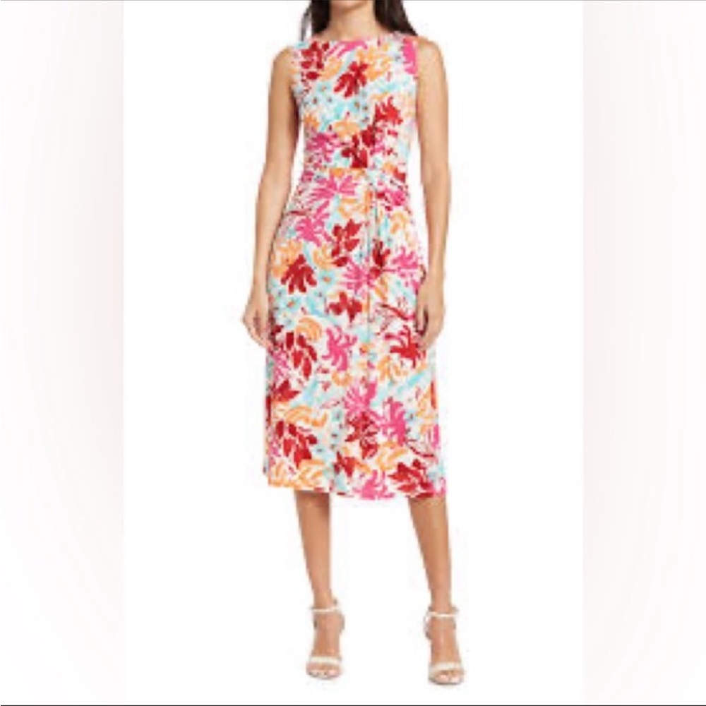 🔥🔥🔥NEW Maggy London Sleeveless Twist Front Midi Floral Dress - Picture 3 of 11